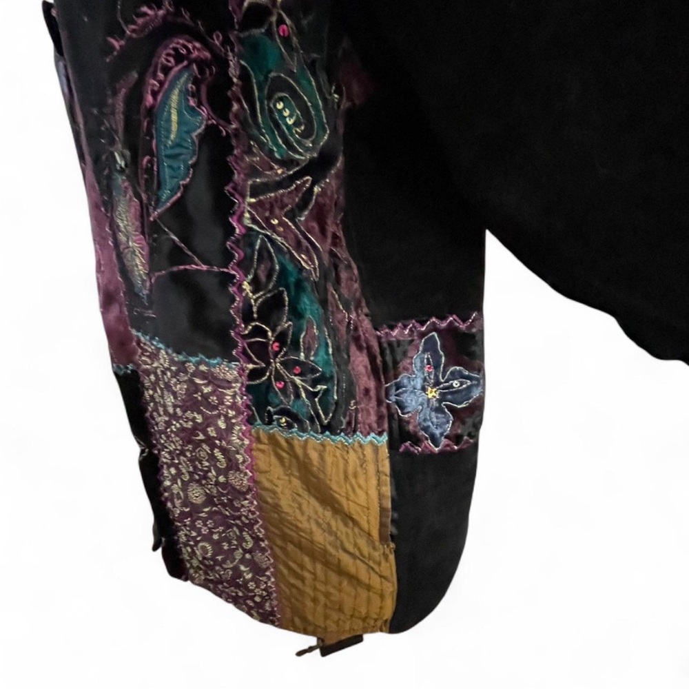 90s Vintage Flashback Silk & Velvet Patchwork Jac… - image 2